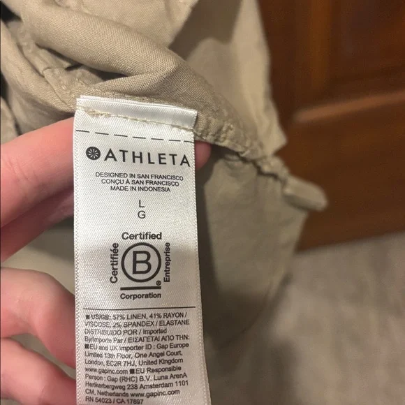 Athleta Khaki Button-Up Shirt - Picture 5 of 9